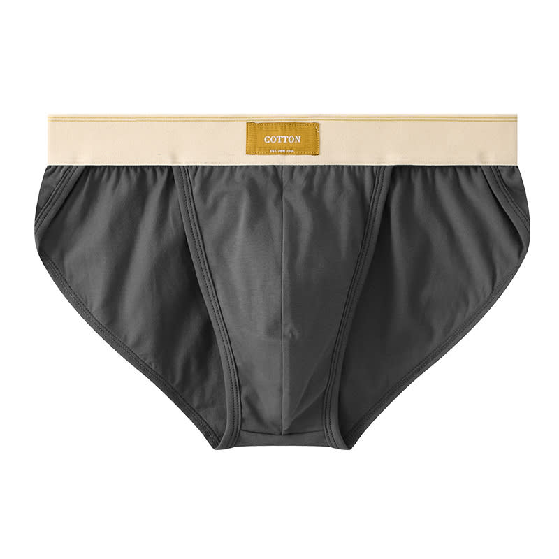 Loose Men's Solid Color Cotton Briefs view 4