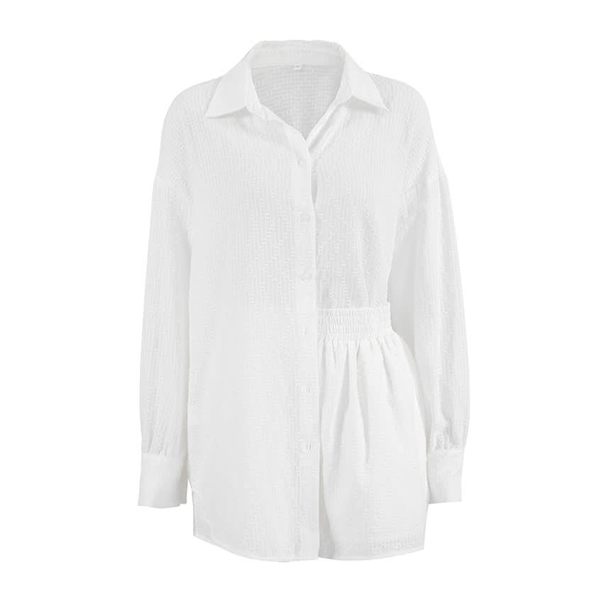 Jacquard Shirt Shorts Suit Women's Loose view 3