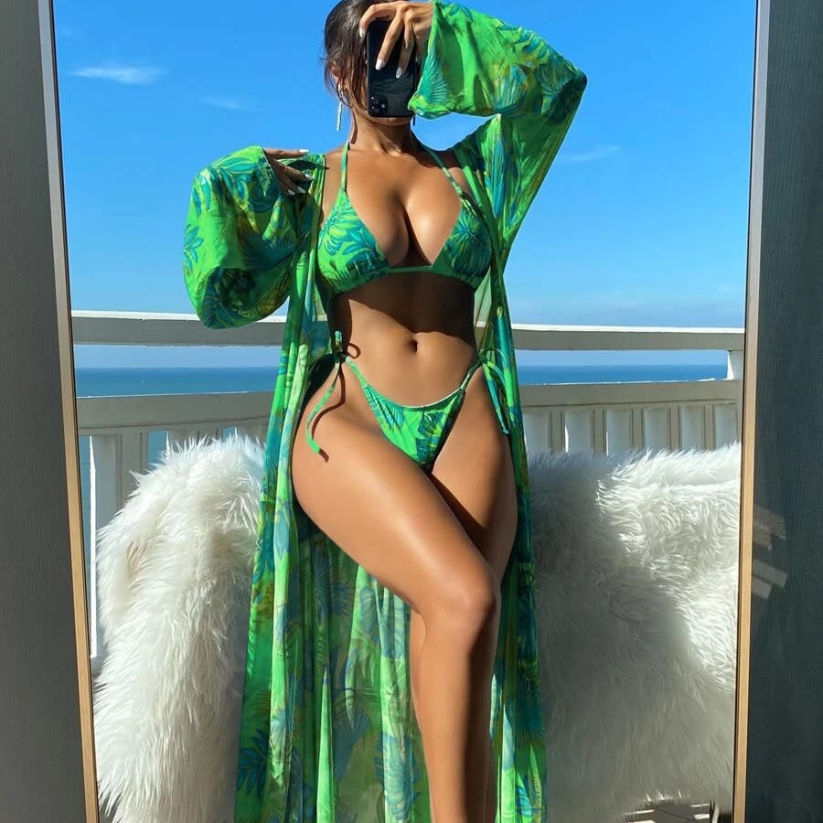 Split Long Sleeve Ins Blouse Banded Bikini view 6