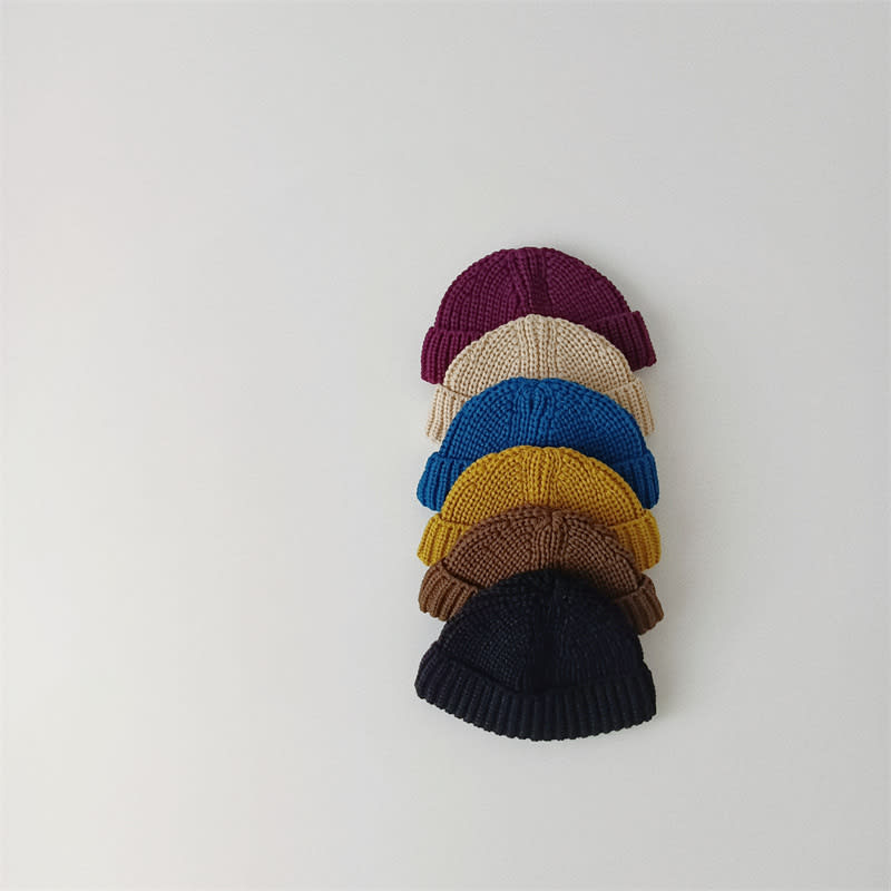 Solid Color Curling Baby Knitted Sleeve Cap view 12