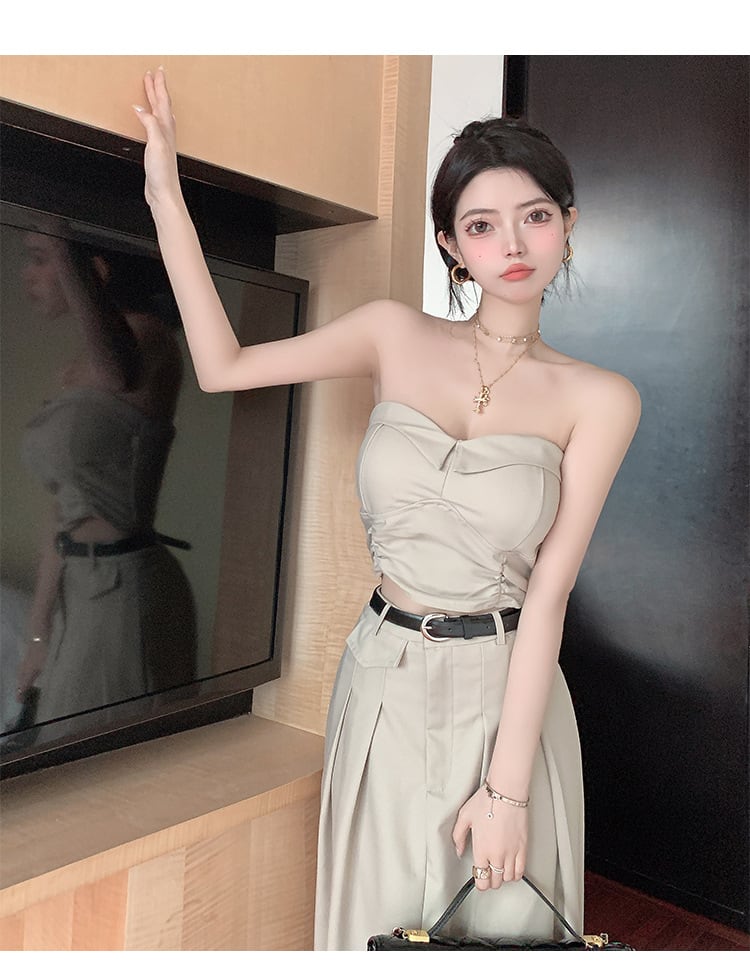 Women's Design Sense Slimming High Waist With Belt Long Skirt Tube Top Two-piece Set view 8