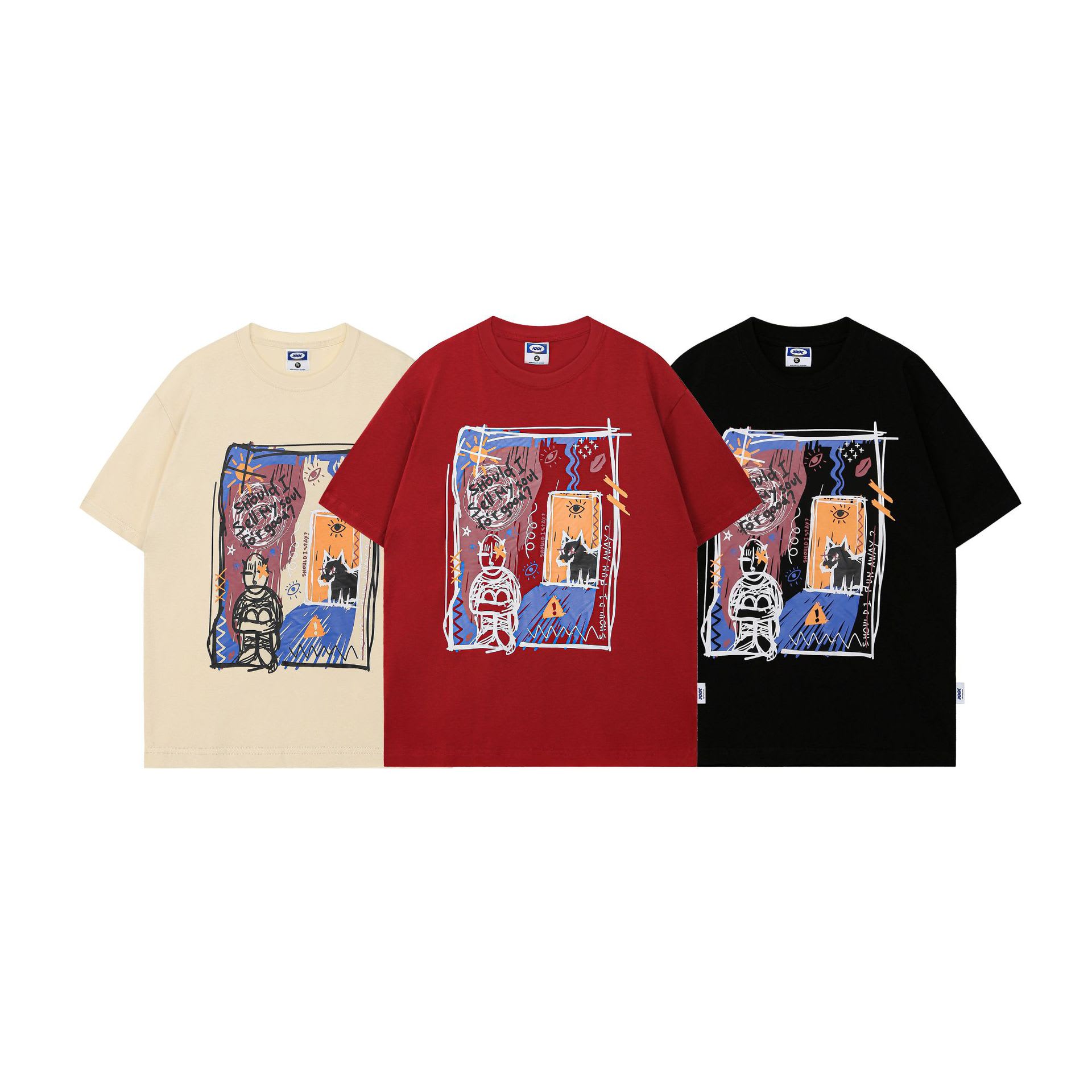 Women's American-style Retro Graffiti Couple Short-sleeved T-shirt view 1