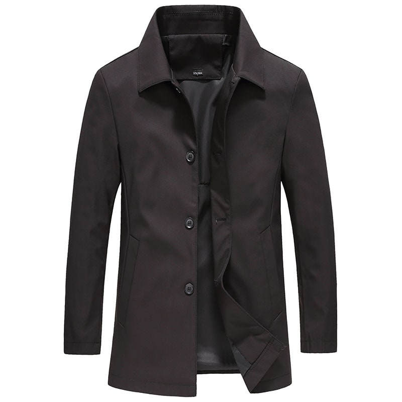 Fall Winter Men Polo Collar Solid Color Business Jacket Short Button Lightweight Coat view 5