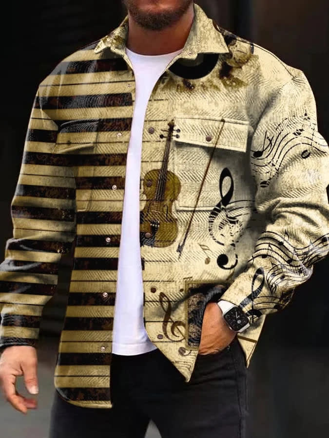 Printing Lapel Men's Jacket Single-breasted Plaid Top view 25