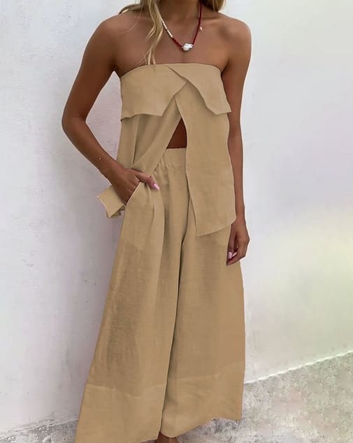 Women's Fashion Solid Color Cotton And Linen Suit view 2