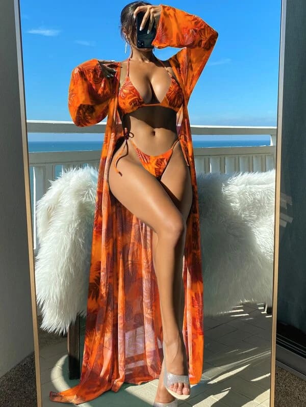 Split Long Sleeve Ins Blouse Banded Bikini view 25