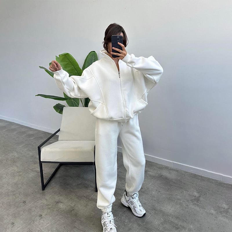 Sports Suits With Pockets Stand-up Collar Zipper Cardigan And Drawstring Trousers Fashion Jogger Set Outfits Tracksuits Women's Clothing view 2