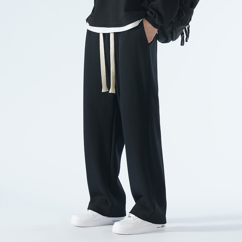 Loose Casual Men's Draping Wide Leg Sports Straight Trousers view 6