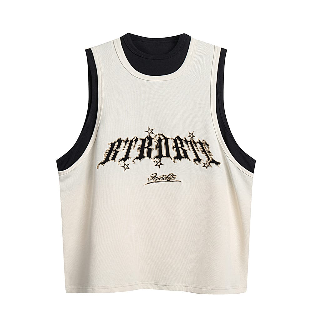 Fake Sports Vest Casual Letter Embroidered Loose Top view 10