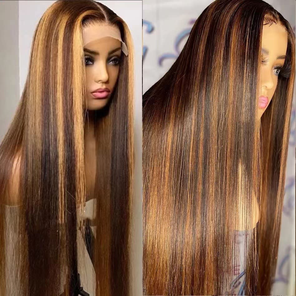 Front Lace Long Straight African Women Wig Head Cover view 11