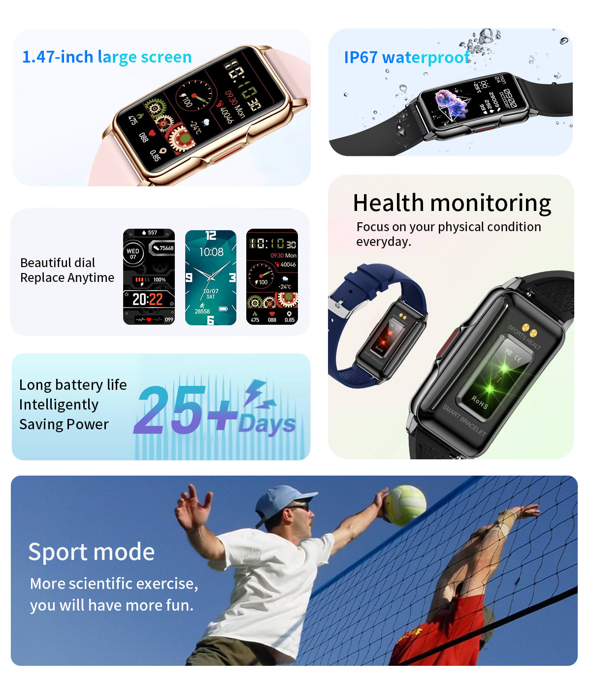Outdoor Smart Sport Bracelet Multi-functional Health Monitoring Watch Women view 21