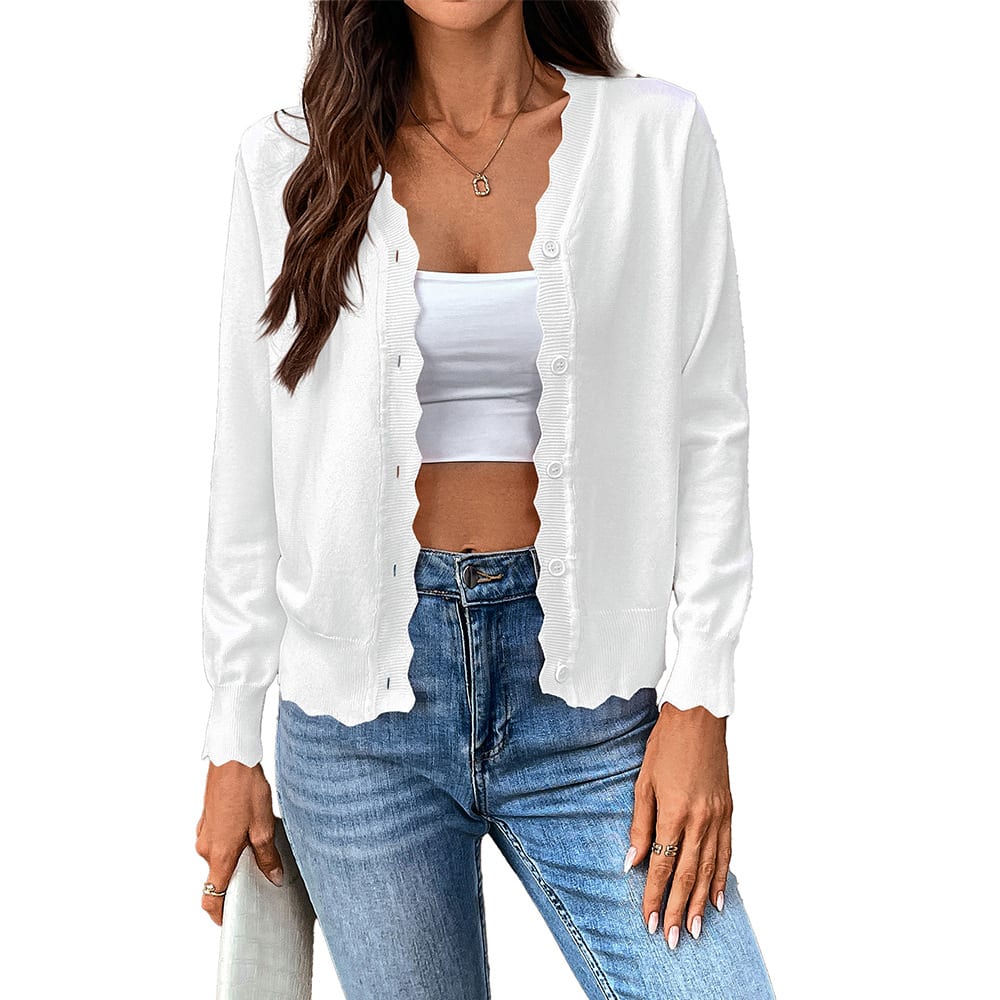 V-neck Long-sleeved Knitted Cardigan Pure Color Ice Silk Coat For Women view 6