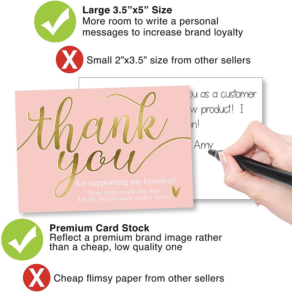 50 SheetsPack 5 9cm Thank You For Supporting My Small Business Thank-you Card view 5