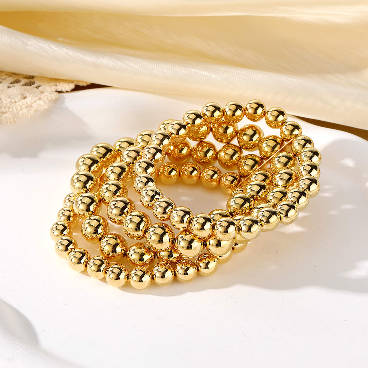 Punk Exaggerated Round Beads Chain Multi-layer Bracelet view 4