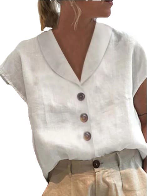 European And American Ladies Fashion Cotton And Linen Top view 7