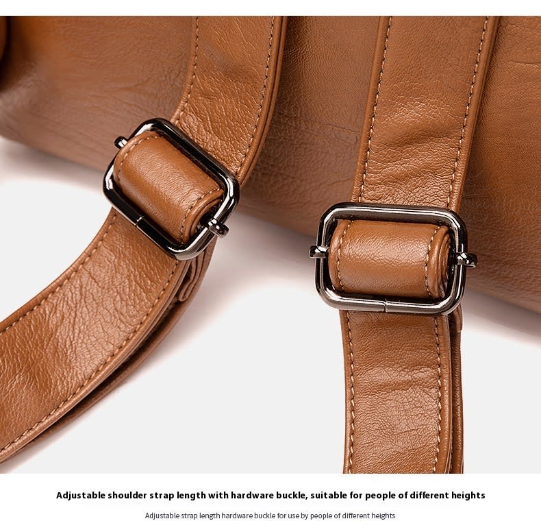 Women's Minimalist Leather Versatile Casual Backpack view 11