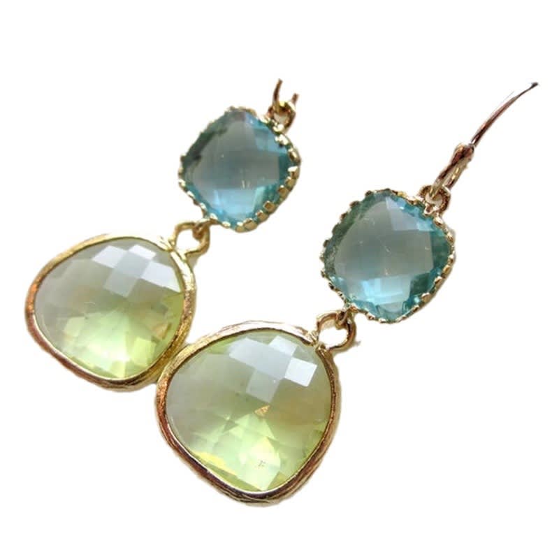 Irregular Resin Blue Vintage Green Earrings view 4