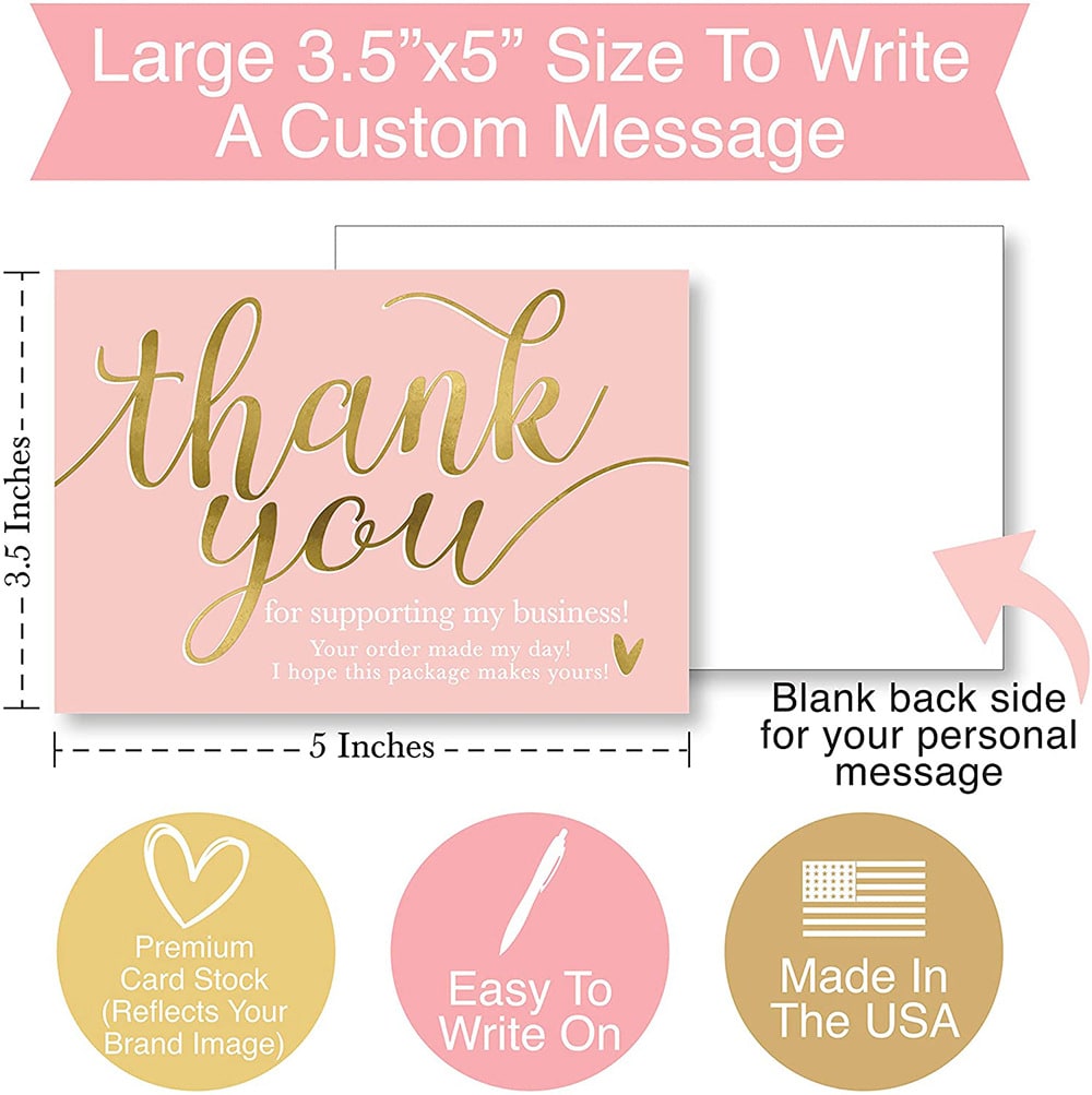 50 SheetsPack 5 9cm Thank You For Supporting My Small Business Thank-you Card view 2