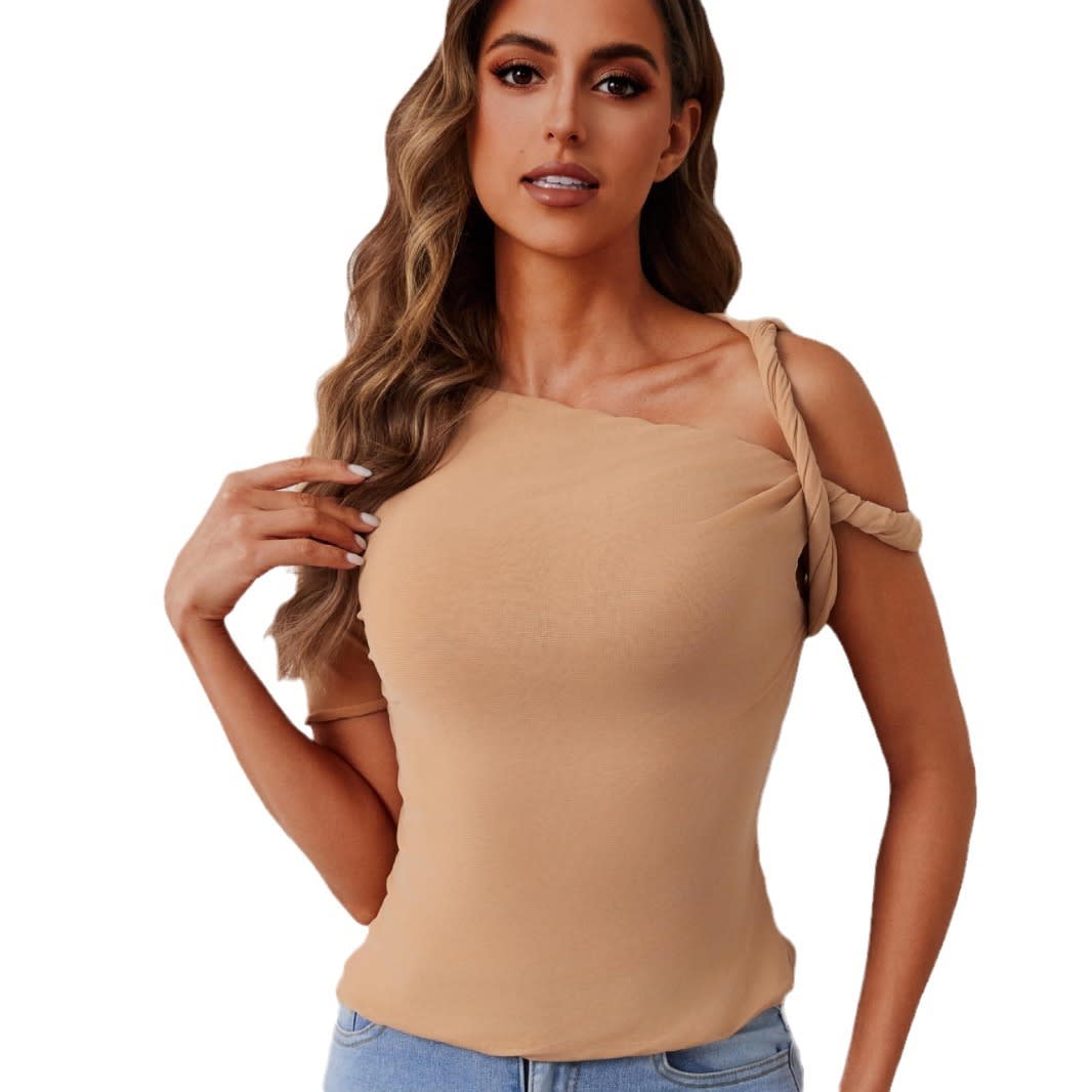 Double Layer Mesh Short Sleeve Slim Top view 2