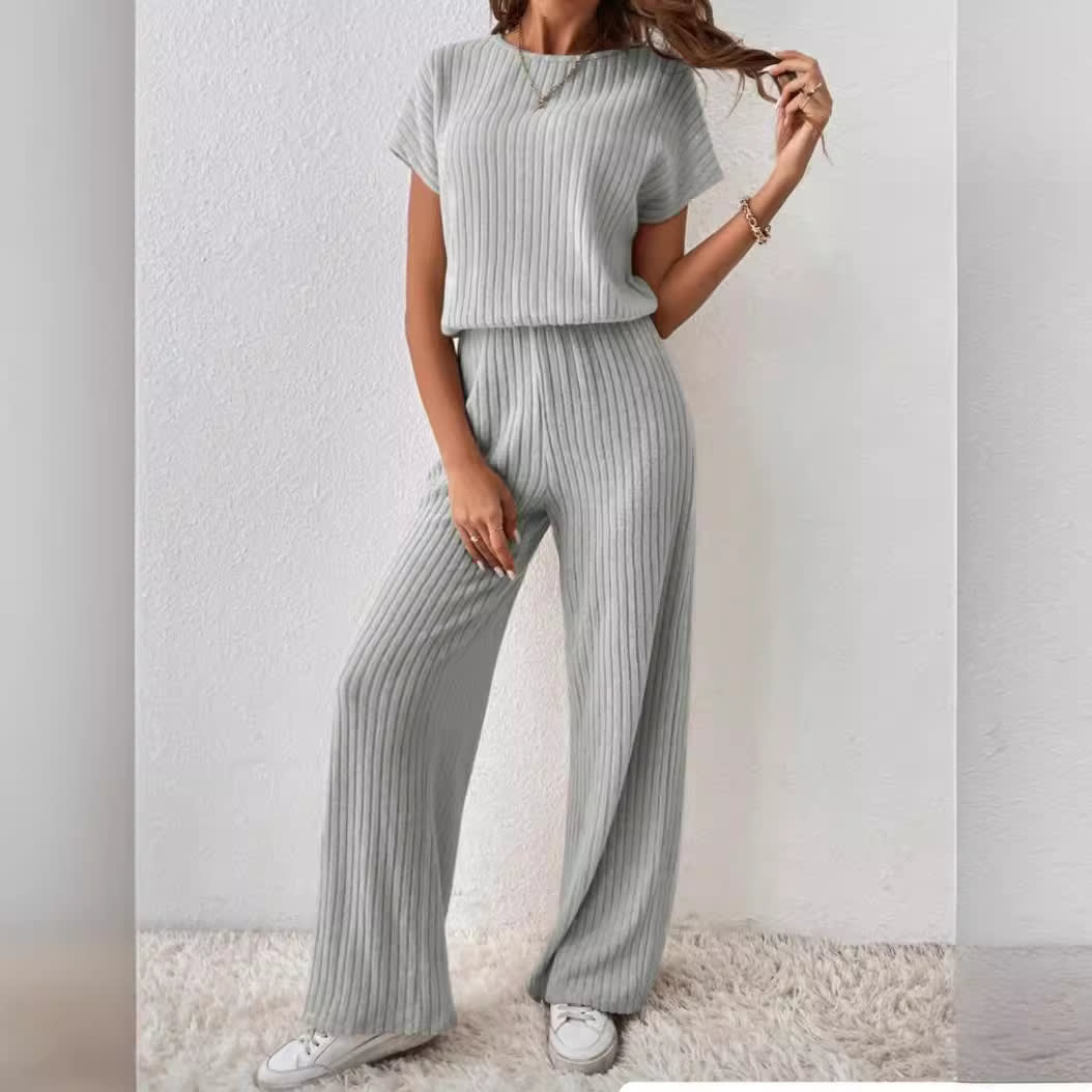 Women's Knitted Loose Wide-leg Pants Two-piece Suit view 4