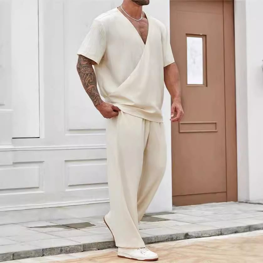 Men's Commuter Suit Casual Solid Color Short-sleeved Trousers view 2