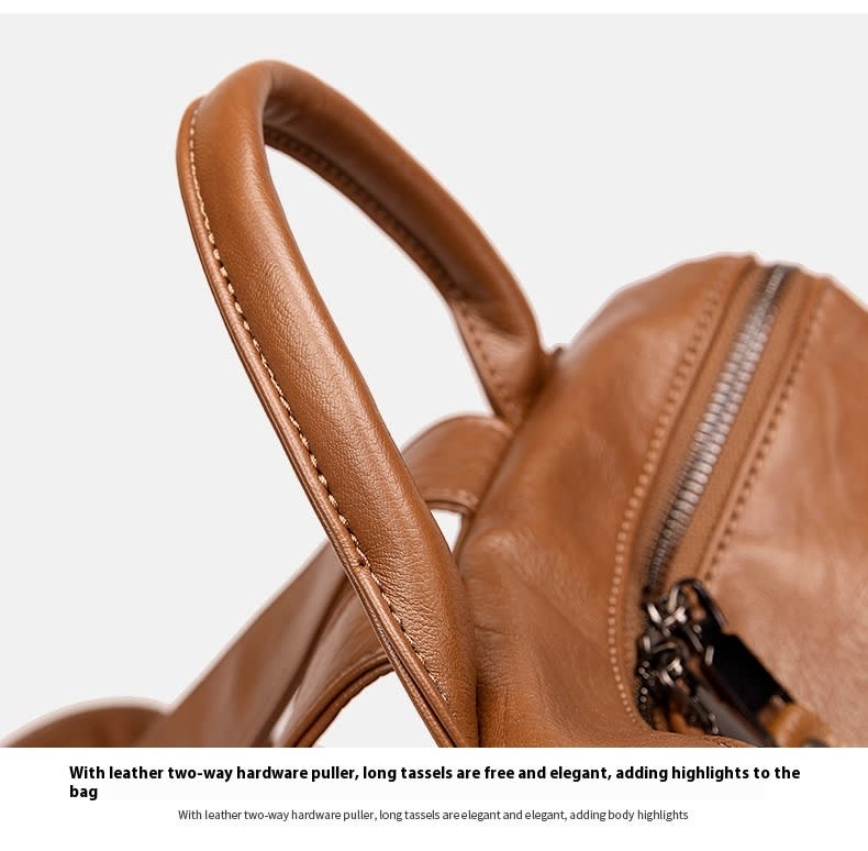 Women's Minimalist Leather Versatile Casual Backpack view 8
