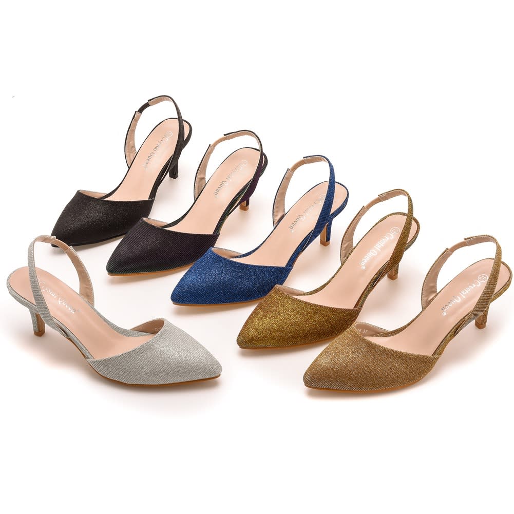 6cm Low-cut Pointed-toe Color-changing Cloth Plus Size Sandals view 2