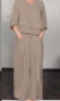 Solid Color Round Neck Long Sleeve Casual Top Straight-leg Pants Two-piece Set