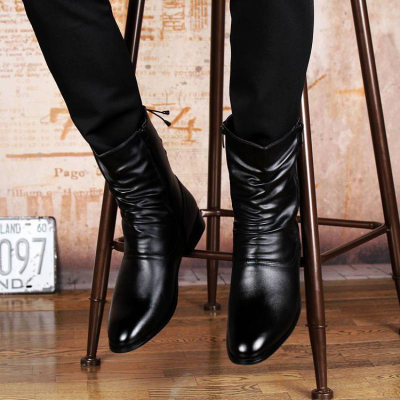 British Fashion Leather Pointed Men's Boots view 7