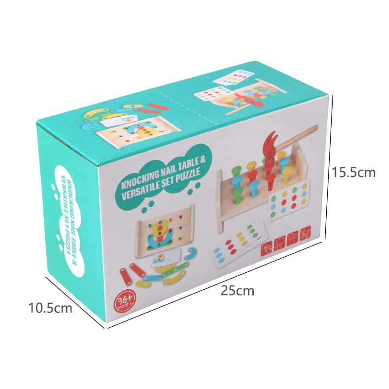 Two-in-one Pile Bridge Platform Nail Table Toy Children's Wooden Puzzle Pile Suit view 6
