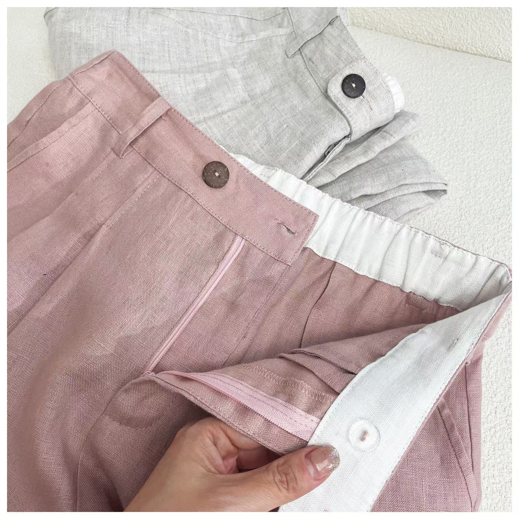 Narrow Version Wide Leg Summer Linen Straight Pants view 2