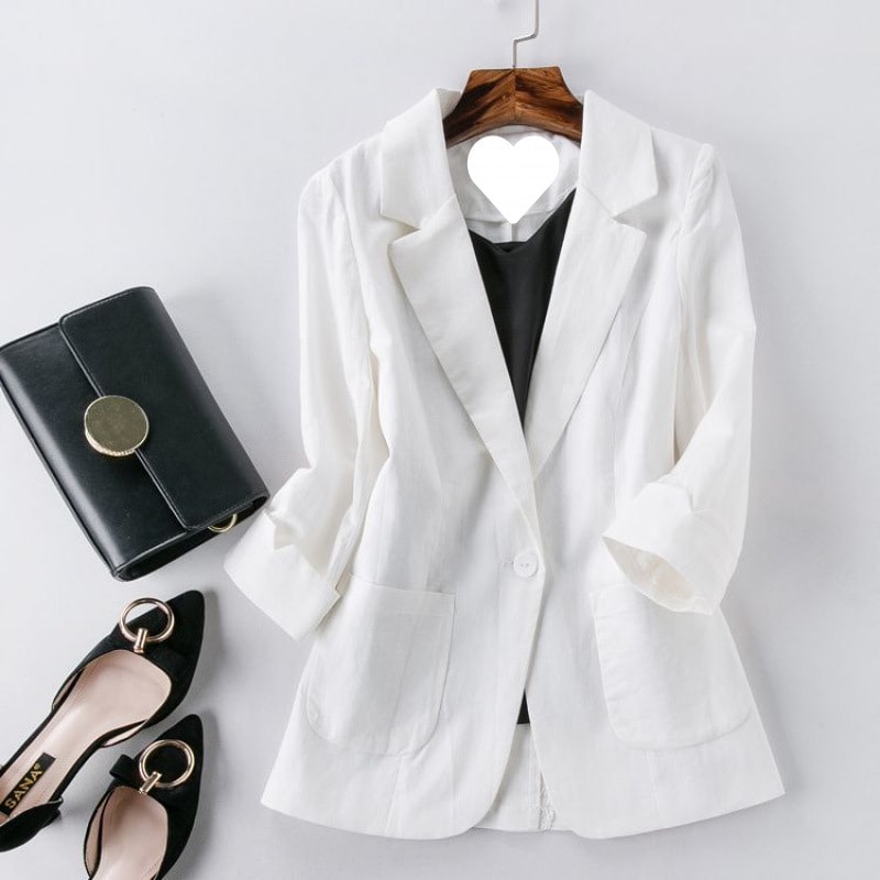 Omen's Springsummer Thin Fashion Slim Fit Sub-suit Cropped Sleeve Short Top view 8
