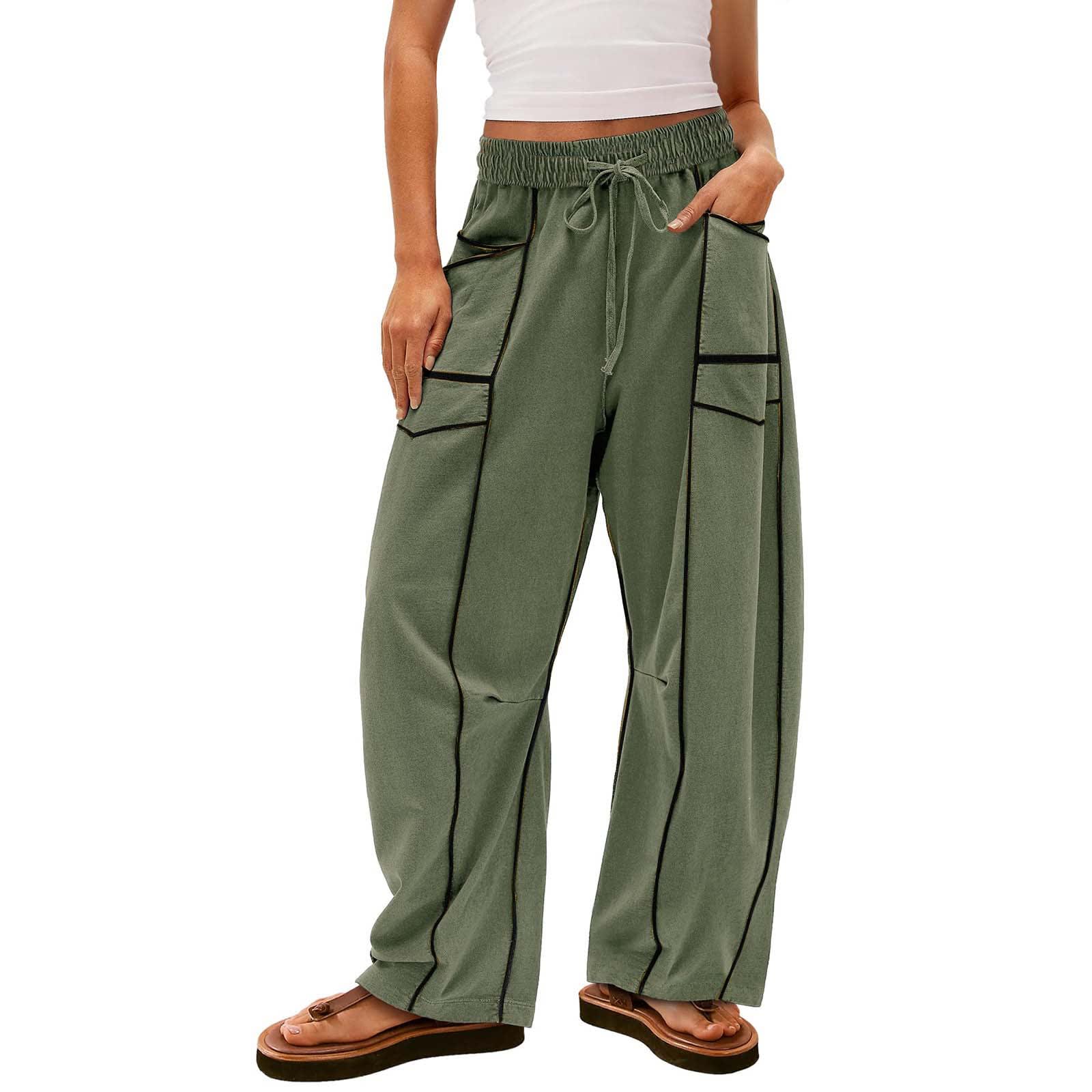 Y2K Black Striped Wide-leg Pants With Pockets Fashion Loose Drawstring Trousers Sports Sweatpants Women's Clothing view 11
