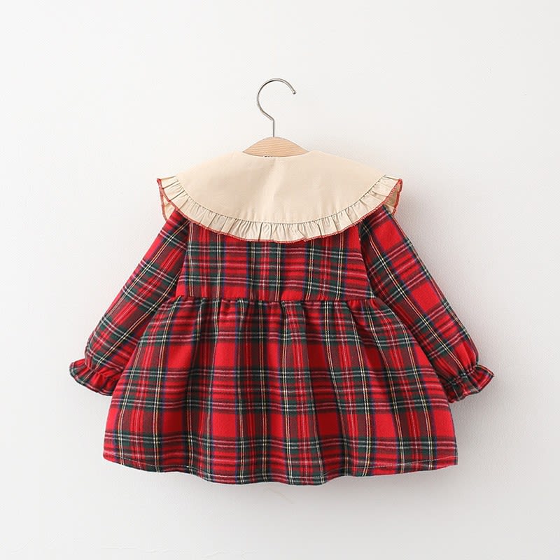 Girls' Long-sleeved Plaid Shirt With Hanging Ornaments view 3