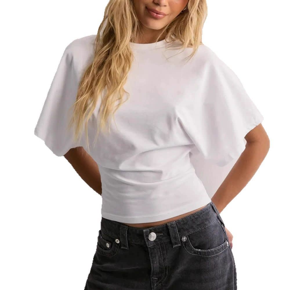 Round Neck Pullover Short Sleeve T-shirt Women's Solid Color Loose Top view 11