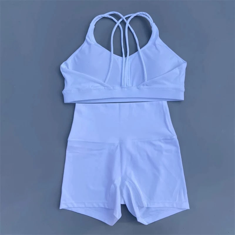 Solid Color Women's Tight Yoga Cycling Shorts Underwear Suit view 5