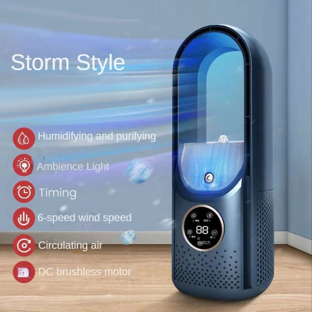 Portable USB Air Cooler Leafless Electric Fan Silent Timer Air Conditioner Cooling Fan Humidifier Conditioning Fan view 12