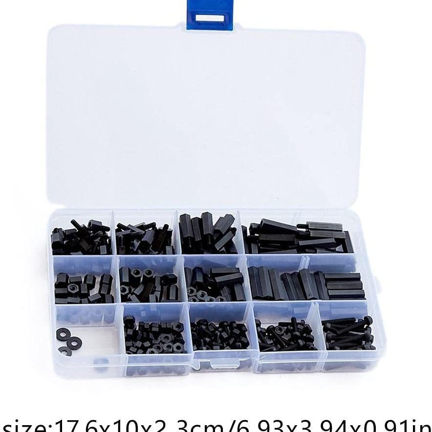 Black M3 Plastic Nylon Screw Nut Hex Isolation Column Gasket Suit view 4