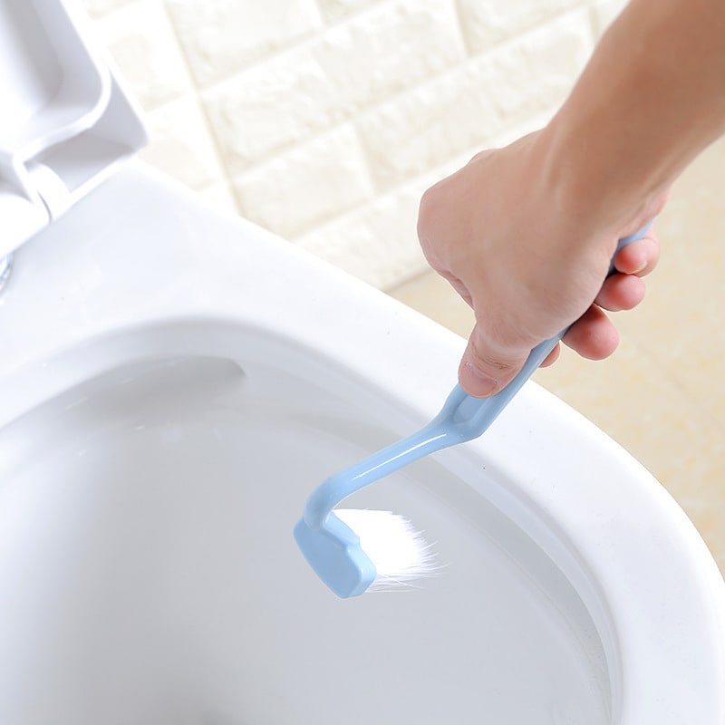 Curved Toilet Brush Gap Cleaning Tool Bathroom Accessory Long Handle Wall Mounted Toilet Soft Bristle Brush Plastic Durable