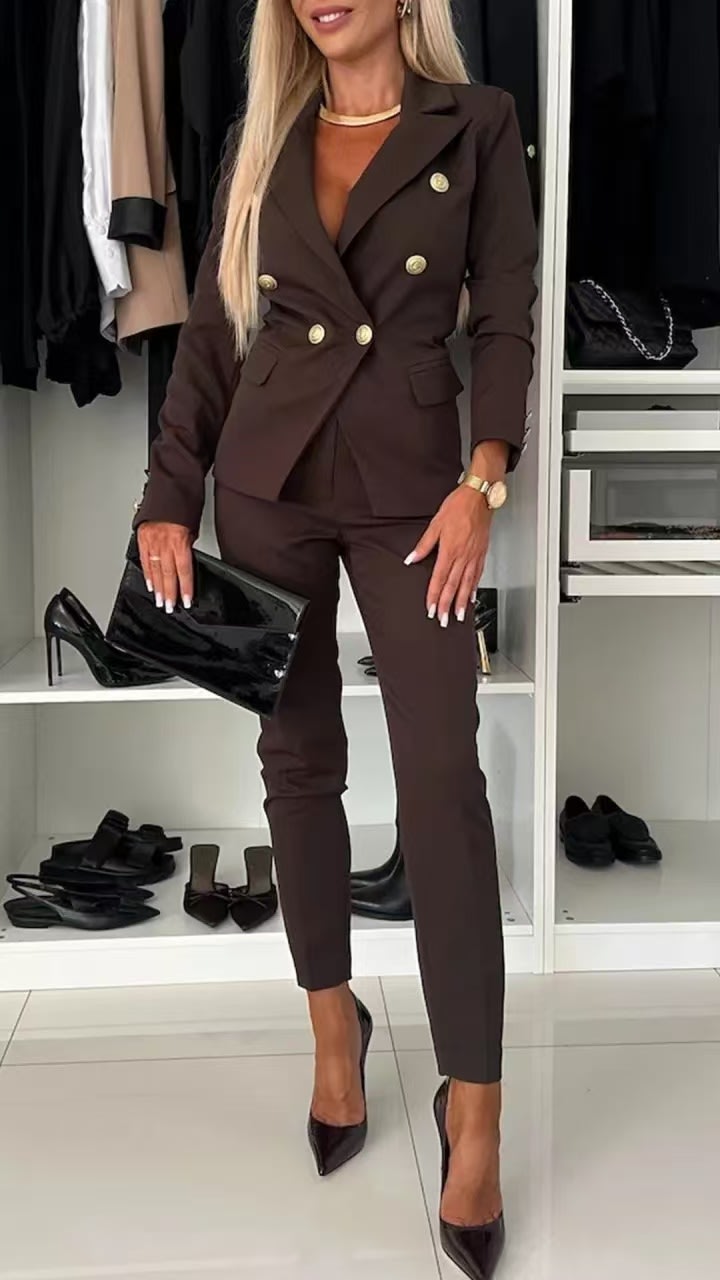New All-matching Casual Suit Lapel Button-down Jacket And Slim-fit Trousers For Women's Office Business Set Clothing view 17