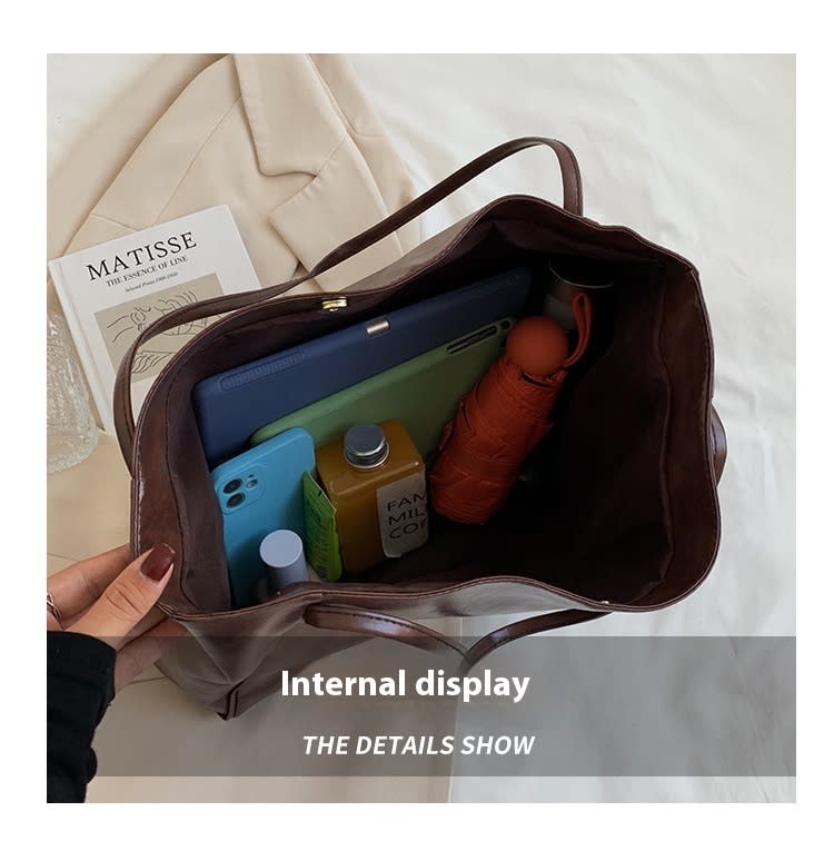Vintage Women's Tote Bag Athletic Casual Fashion Large Capacity Leather Shoulder Bag Shopper Harajuku Simple Handbag view 26