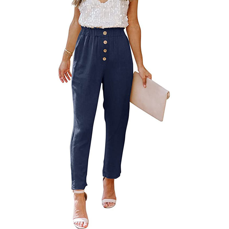 Women's Casual Loose And Comfortable Pant Belt Pocket Elastic Pants view 6