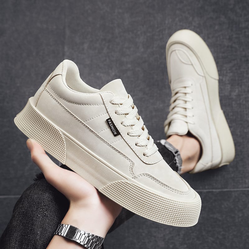 Casual Board Flat Shoes Men Breathable Thick-soled Lace-up Sneakers For Walking Running view 5