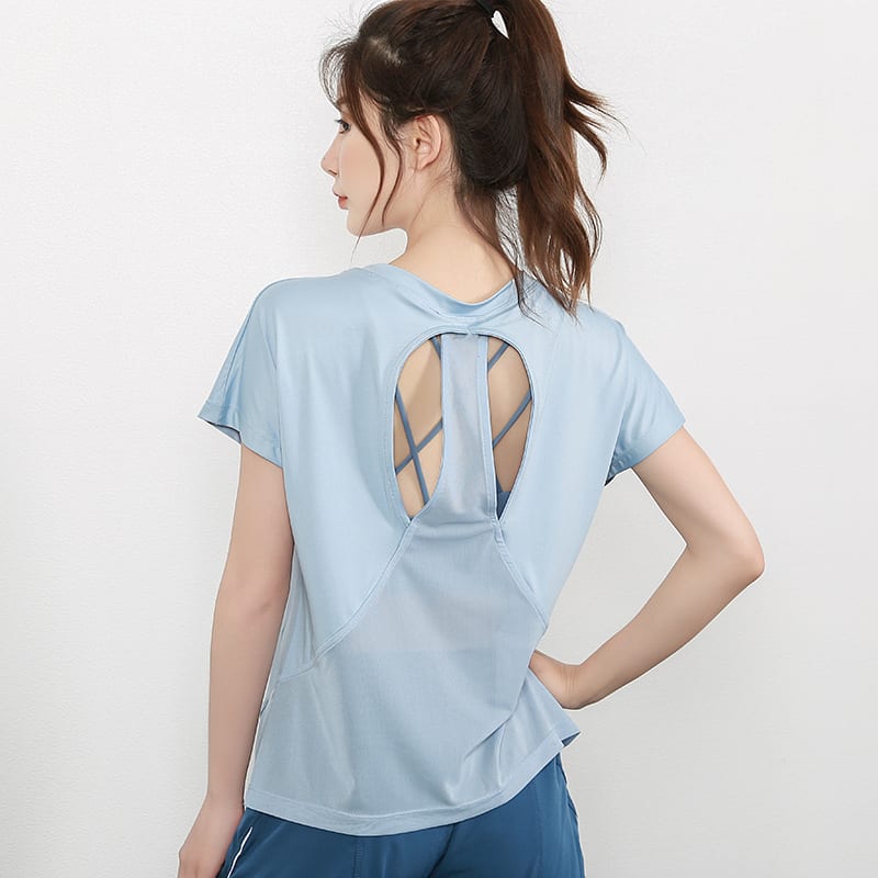Yoga Clothes SpringSummer New Sports Short Sleeve T-shirt view 3