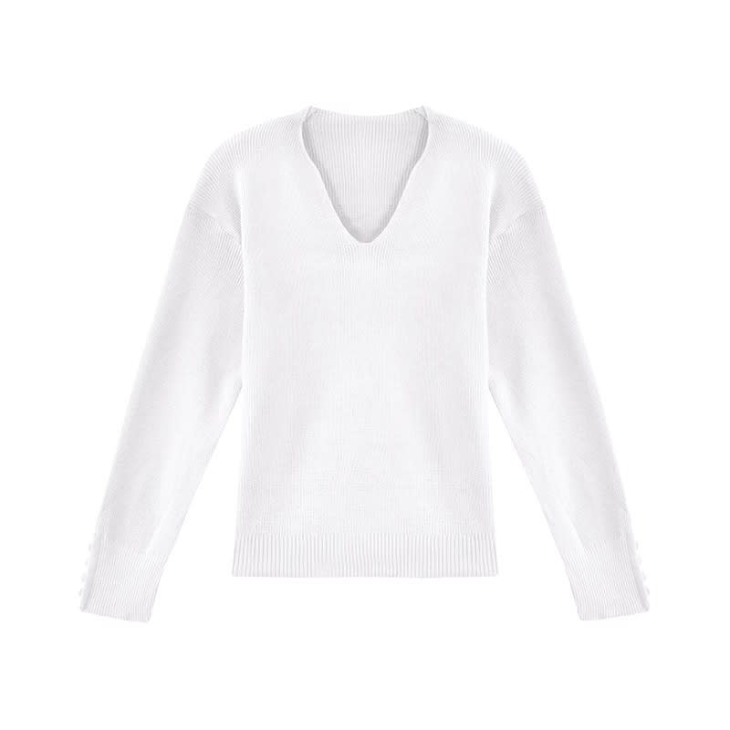 All-match V-neck Long-sleeved Bottoming Sweater For Women view 11