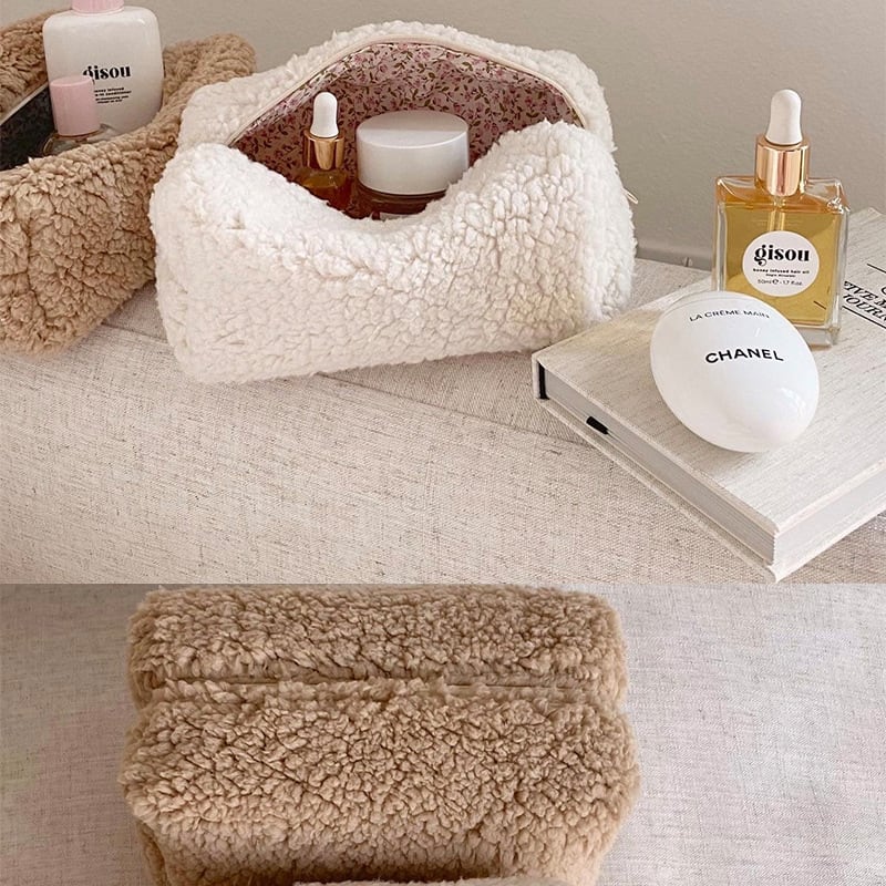 Teddy Plush Cosmetic Bag Japanese Style Lambswool view 4
