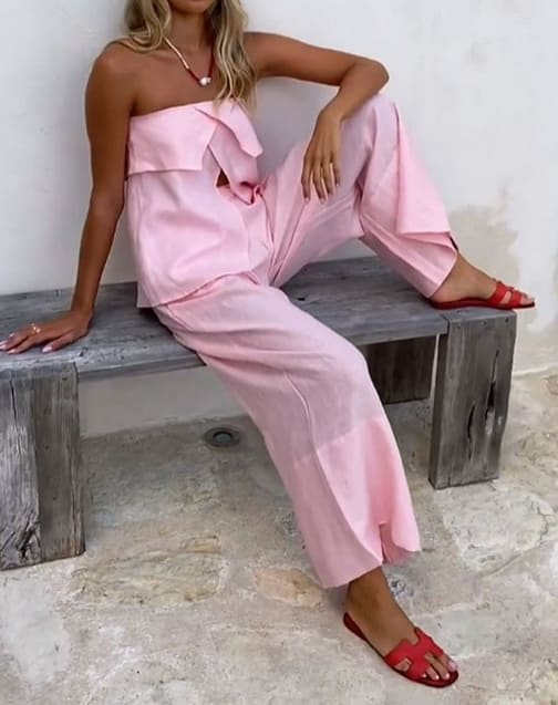Women's Fashion Solid Color Cotton And Linen Suit view 7