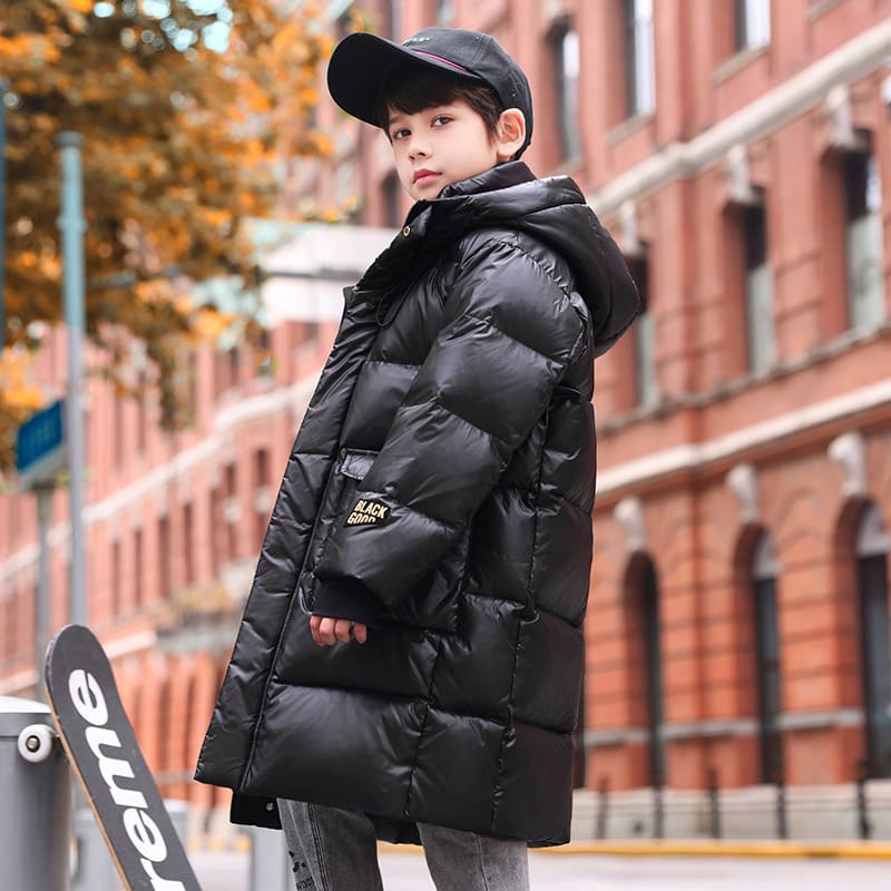 Down Jacket Boy's Long Overfashionable Knee Western Style view 2