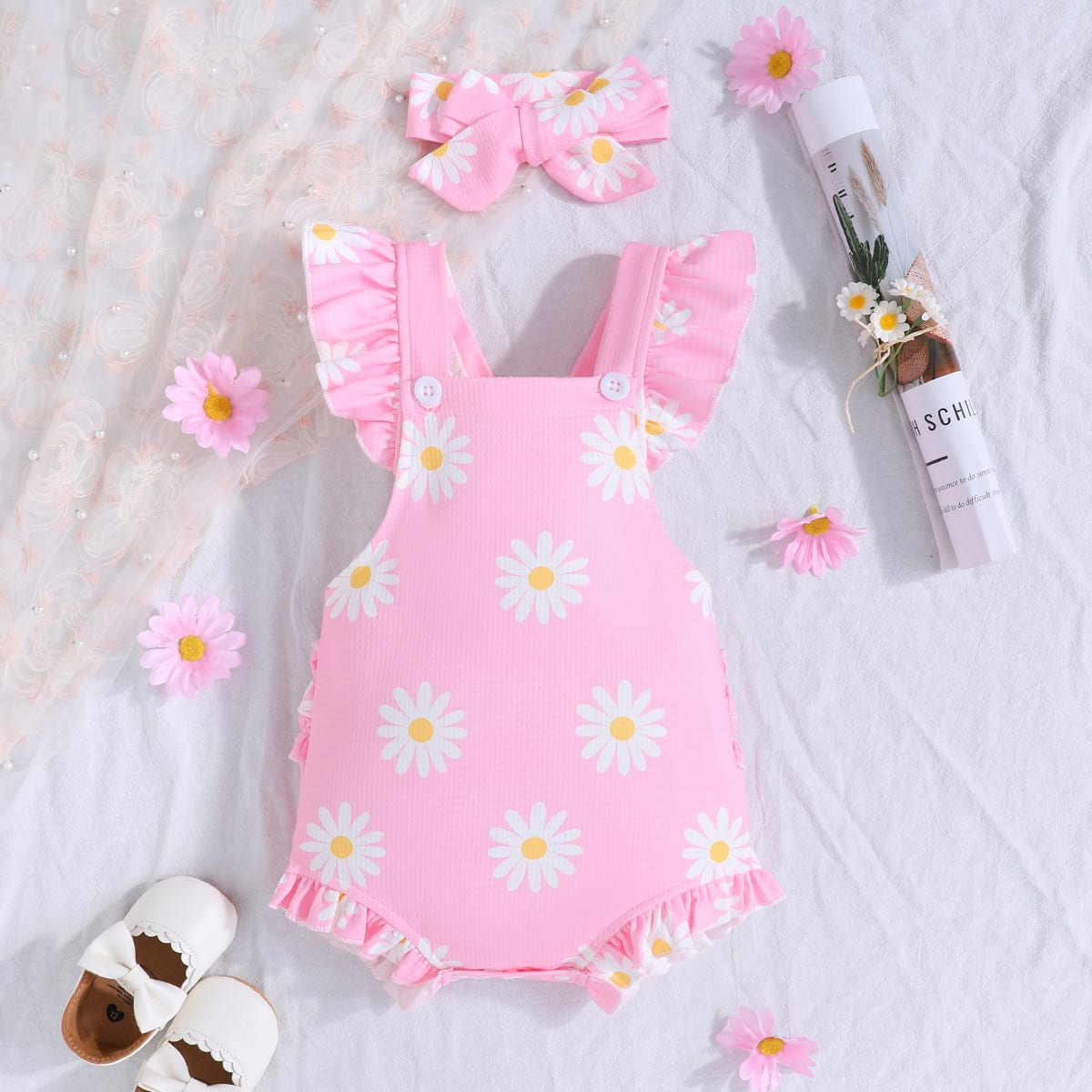 Short Sleeve Casual Rompers Jumpsuit Girls With Headdress