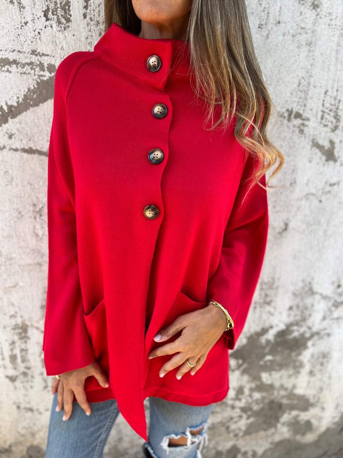 Ins Single Breasted Lapel Knitted Coat Fashion Pocket Long Sleeve Cardigan  Jacket Women's Clothing view 4